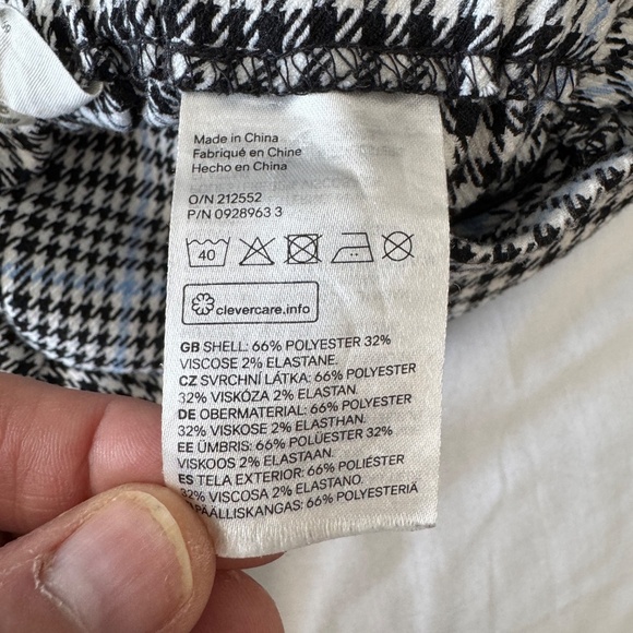 H&M Girl's Pull-On Houndstooth‎ Plaid Tie-Belt Pants Black & White Size Girls 16 - Picture 7 of 12